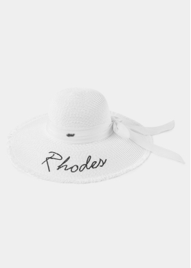 White "Rhodes" Straw Hat w/ White Ribbon