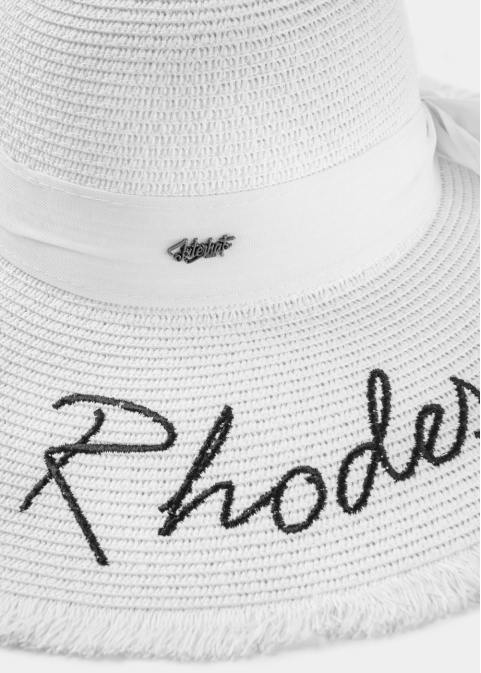 White "Rhodes" Straw Hat w/ White Ribbon