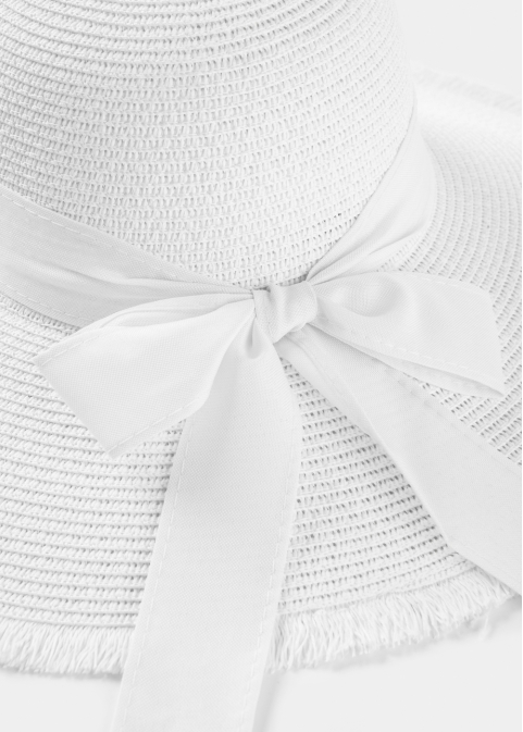 White "Rhodes" Straw Hat w/ White Ribbon