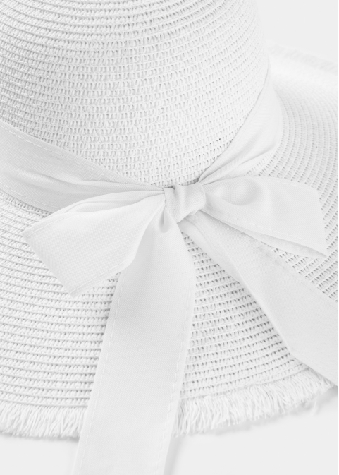 White "Chalkidiki" Straw Hat w/ White Ribbon