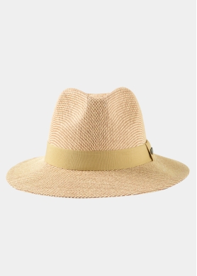 Brown Panama Style Hat w/ Olive Strap