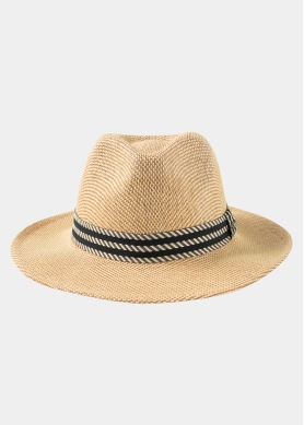 Brown Panama Style Hat w/ Black Strap