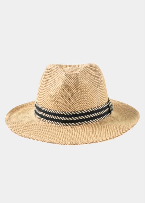 Brown Panama Style Hat w/ Black Strap