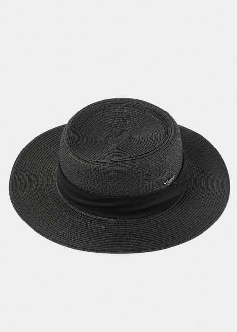 Black Boater Hat w/ Black Ribbon