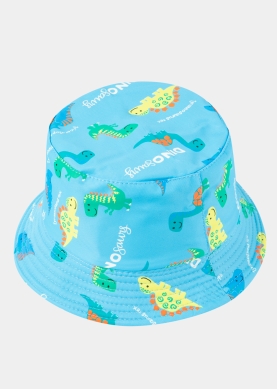 Kids Bucket Hat Double Face w/ Dino Pattern Blue