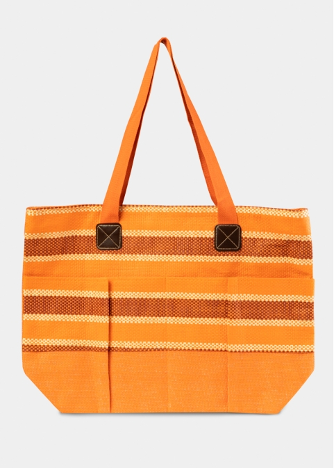 Orange Striped Beach Bag 