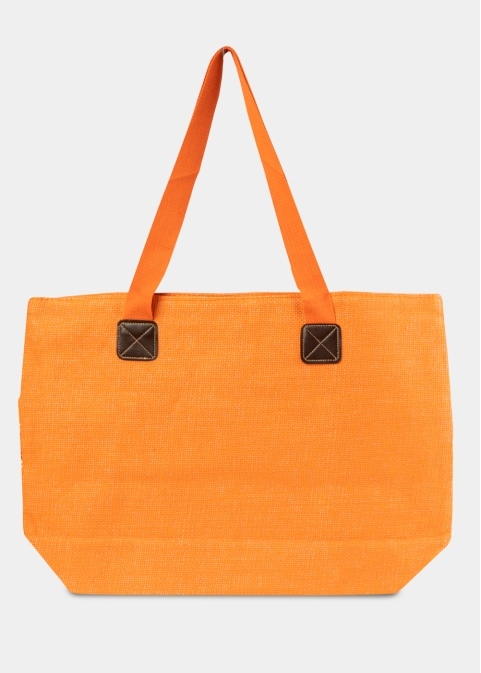 Orange Striped Beach Bag 