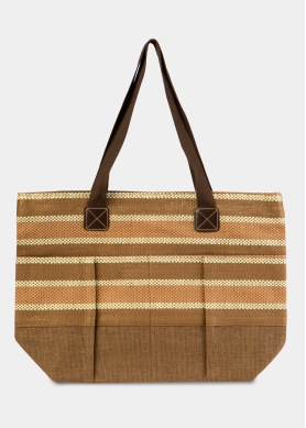 Brown Striped Beach Bag 