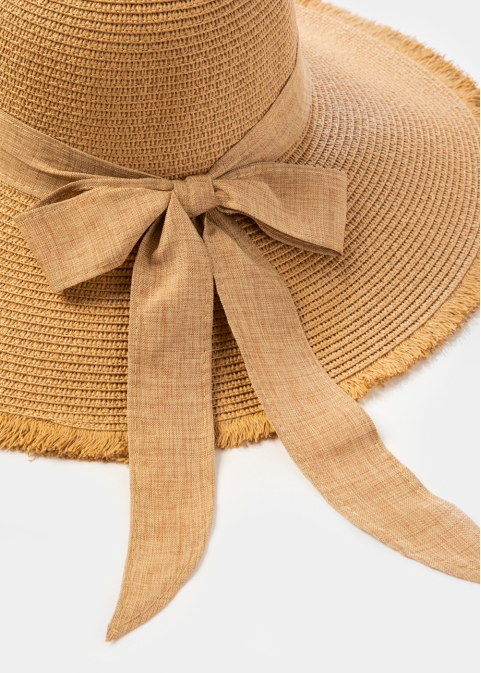 Brown "Chalkidiki" Straw Hat w/ Brown Ribbon