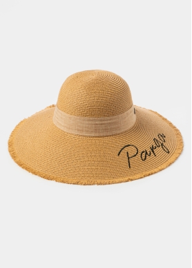 Brown "Parga" Straw Hat w/ Brown Ribbon
