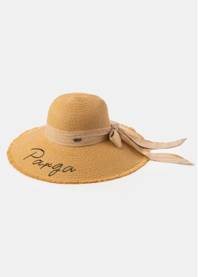 Brown "Parga" Straw Hat w/ Brown Ribbon