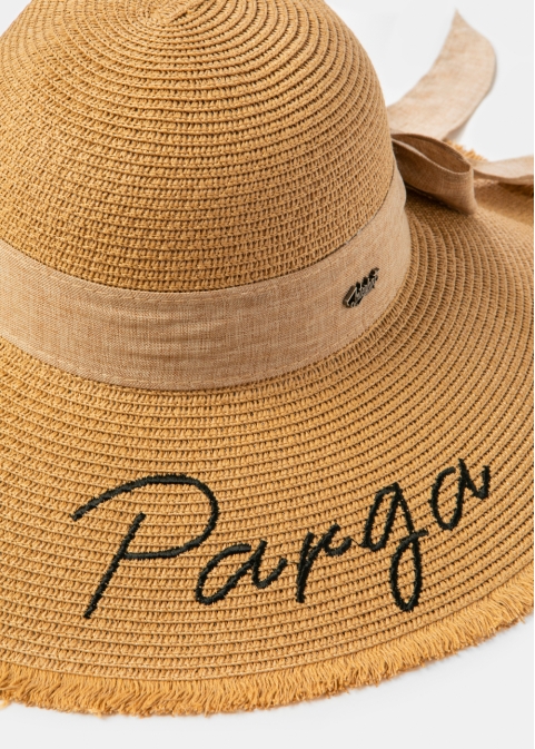 Brown "Parga" Straw Hat w/ Brown Ribbon