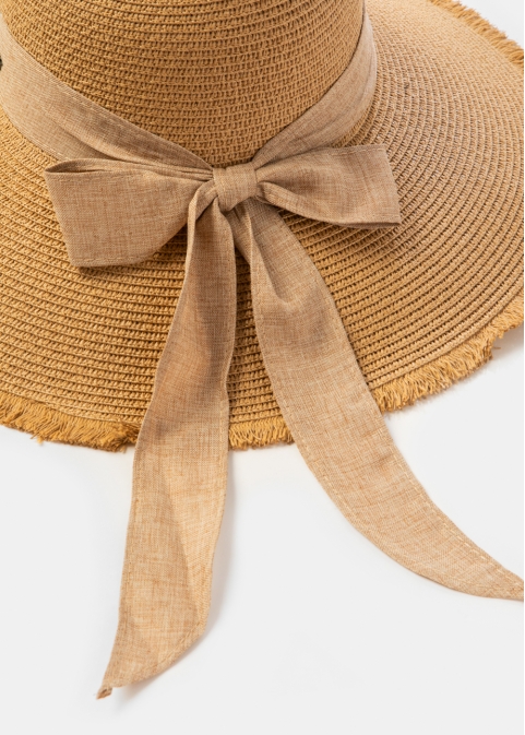 Brown "Parga" Straw Hat w/ Brown Ribbon