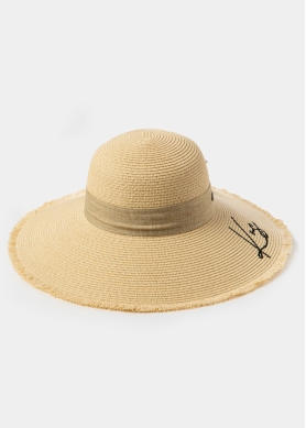 Beige "Kos" Straw Hat w/ Beige Ribbon