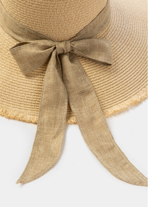 Beige "Kos" Straw Hat w/ Beige Ribbon