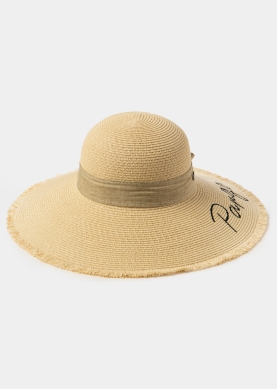 Beige "Parga" Straw Hat w/ Beige Ribbon