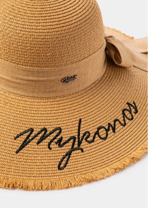 Brown "Mykonos" Straw Hat w/ Brown Ribbon