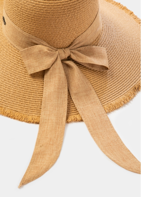 Brown "Mykonos" Straw Hat w/ Brown Ribbon