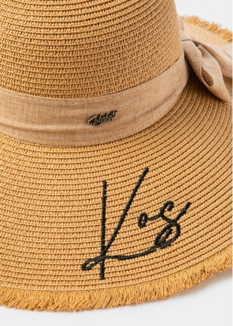 Brown "Kos" Straw Hat w/ Brown Ribbon