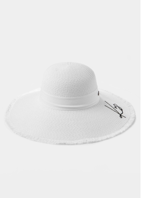 White "Kos" Straw Hat w/ White Ribbon