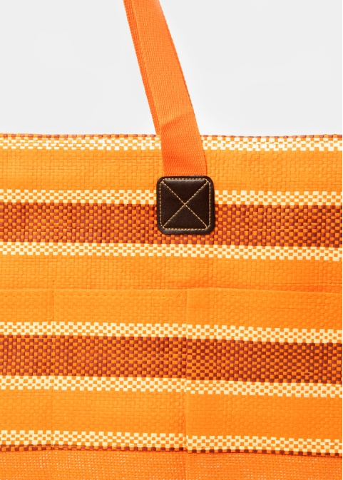 Orange Striped Beach Bag 