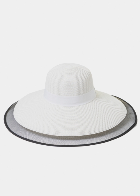 White Straw Hat w/ Black Details
