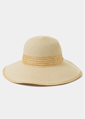 Handmade Beige Hat w/ Raffia Details  