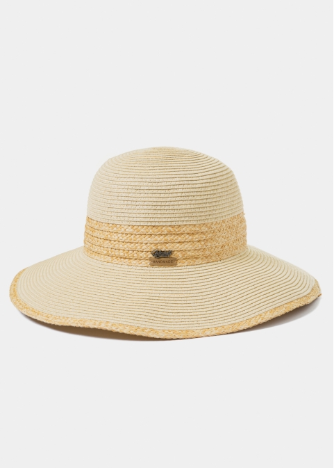 Handmade Beige Hat w/ Raffia Details  