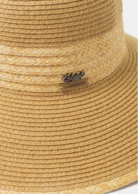Handmade Brown Hat w/ Raffia Details  