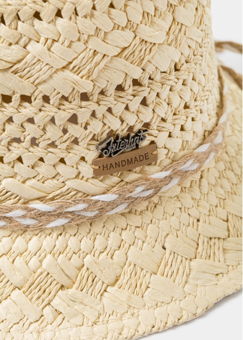 Beige Handmade Braided Hat