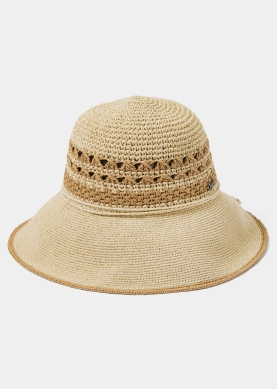 Beige & Brown Handmade Hat