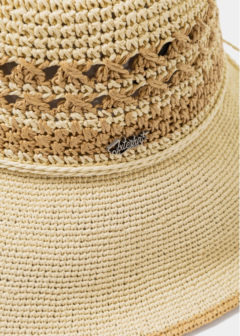 Beige & Brown Handmade Hat