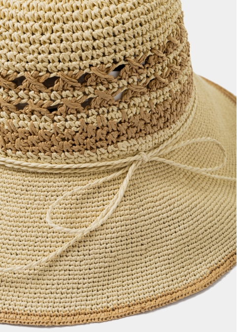 Beige & Brown Handmade Hat