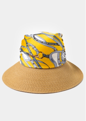 Brown Hat w/ Satin Bandana