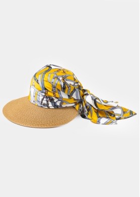 Brown Hat w/ Satin Bandana