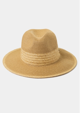 Brown Handmade Panama Style Hat w/ Raffia Details