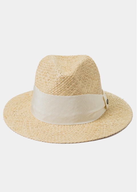 Raffia Panama Style Hat w/ Ecru Hatband