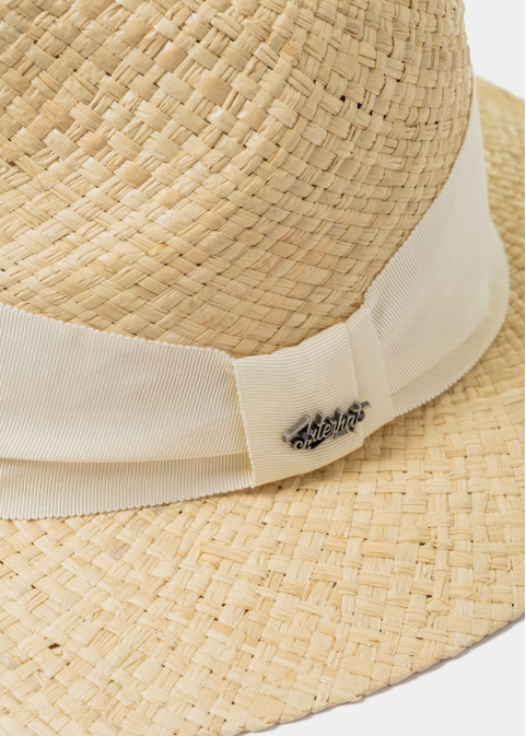 Raffia Panama Style Hat w/ Ecru Hatband