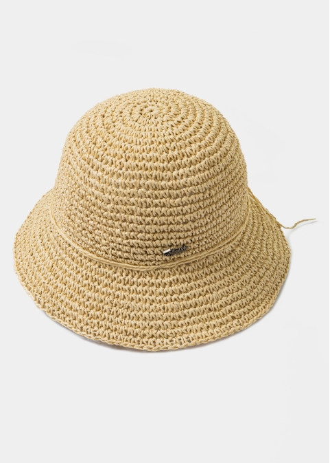 Beige Knitted Bucket Style Hat