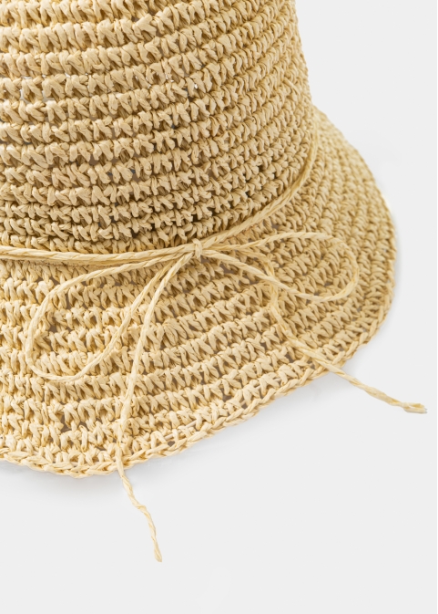 Beige Knitted Bucket Style Hat