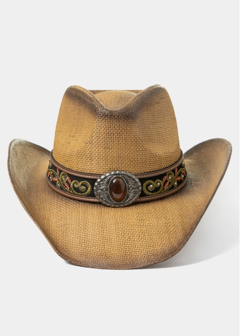 Brown Cowboy Style Hat w/ Brown Details