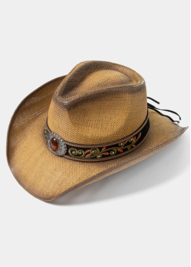 Brown Cowboy Style Hat w/ Brown Details
