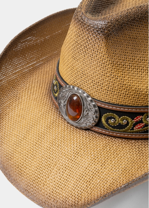 Brown Cowboy Style Hat w/ Brown Details