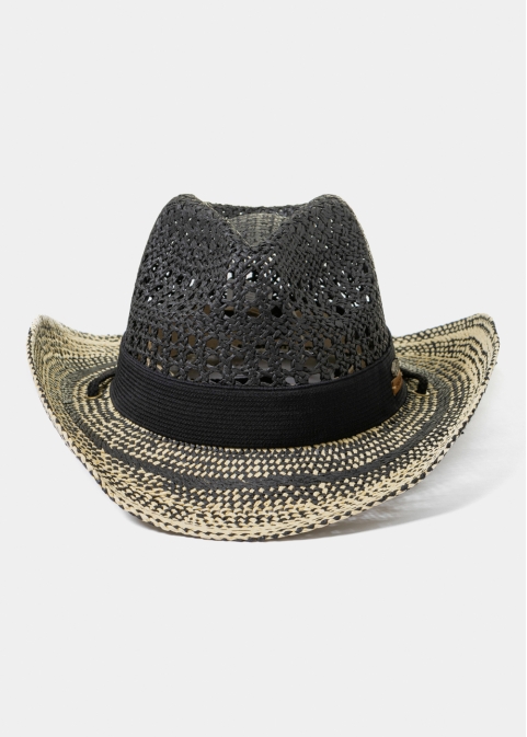 Black & Ecru Cowboy Style Hat w/ Black Hatband