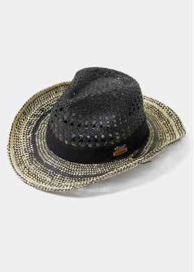 Black & Ecru Cowboy Style Hat w/ Black Hatband