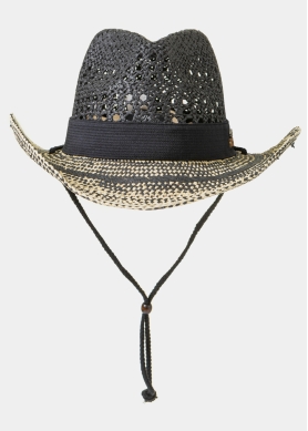 Black & Ecru Cowboy Style Hat w/ Black Hatband