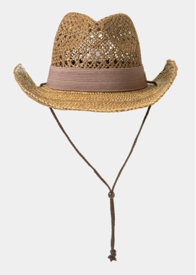 Brown & Beige Cowboy Style Hat w/ Brown Hatband