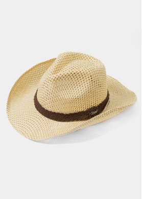 Ecru Cowboy Style Hat w/ Brown Braided Hatband