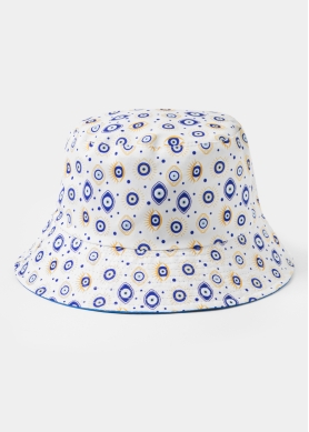 Double-Faced Bucket Hat Eyes Pattern & Blue