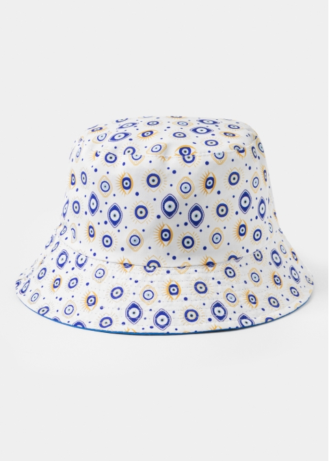 Double-Faced Bucket Hat Eyes Pattern & Blue